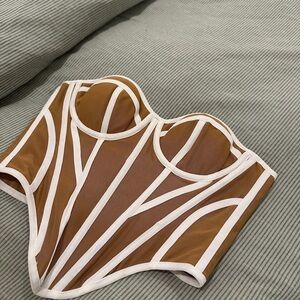 Elegant Brown and White Women's Bodysuit